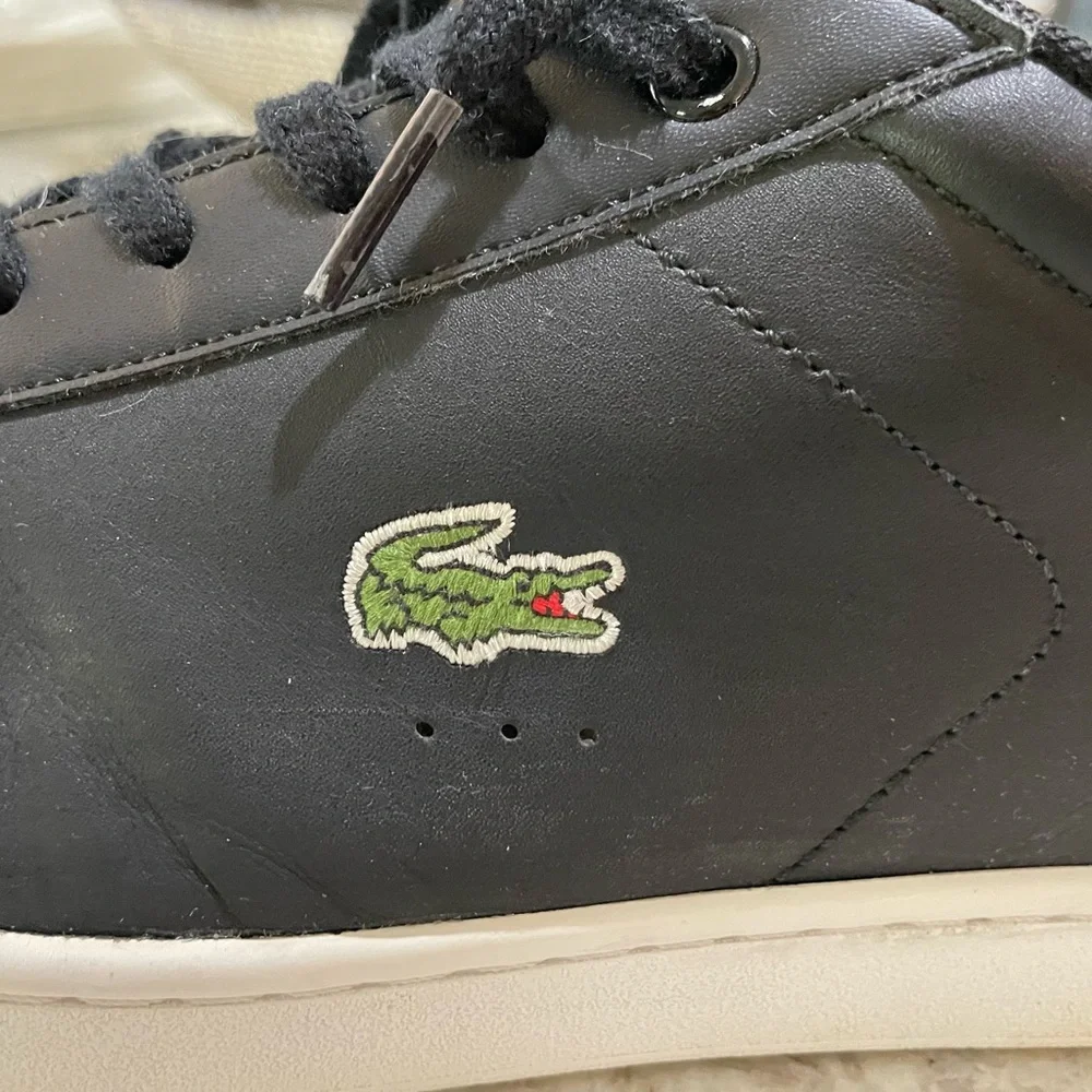 LACOSTE Carnaby EVO Black Leather Sneakers Size 13